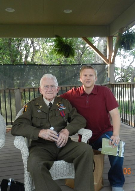 Joel Green with WWII veteran Roy Long, whose division helped to liberate the camp at Gunskirchen.